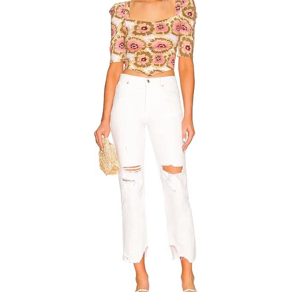 Free People Tapered Baggy Boyfriend in Chalk White Size 24 NWT